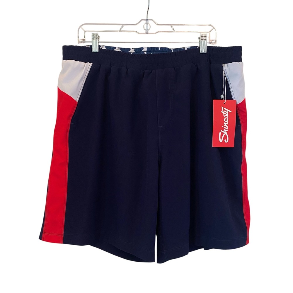 Shinesty Double Duty American Flag Hammock Lined Shorts Navy Men 2XL NEW - Picture 2 of 14